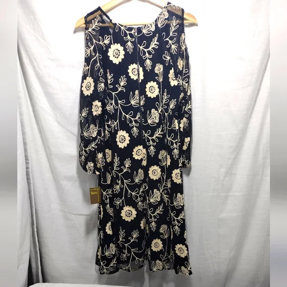 Melonie T Embroidered Floral Cold-Shoulder Sheer Mini Dress - Picture 8 of 16